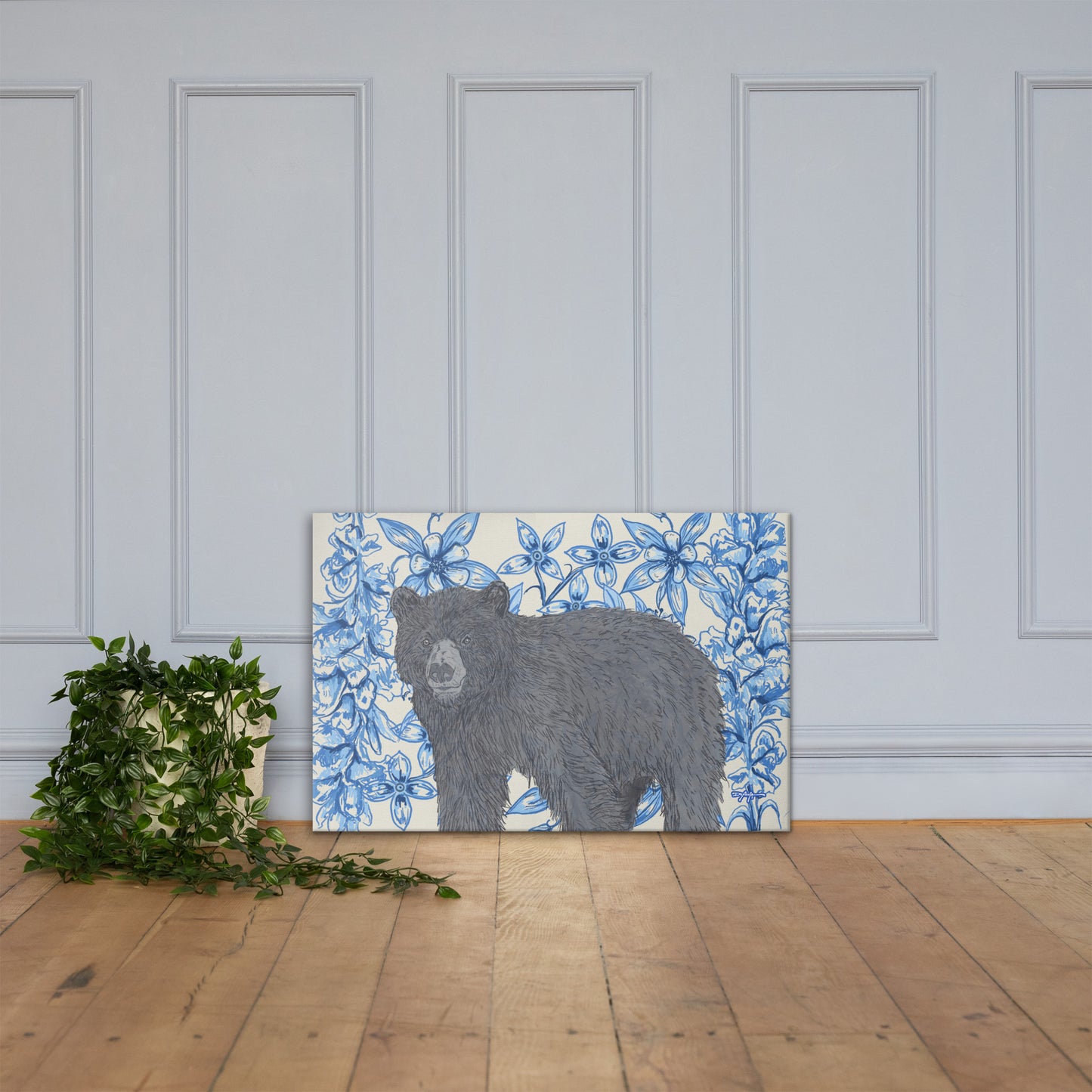 Appalachian Porcelain Black Bear Fine Art Canvas Print 24 x 36"