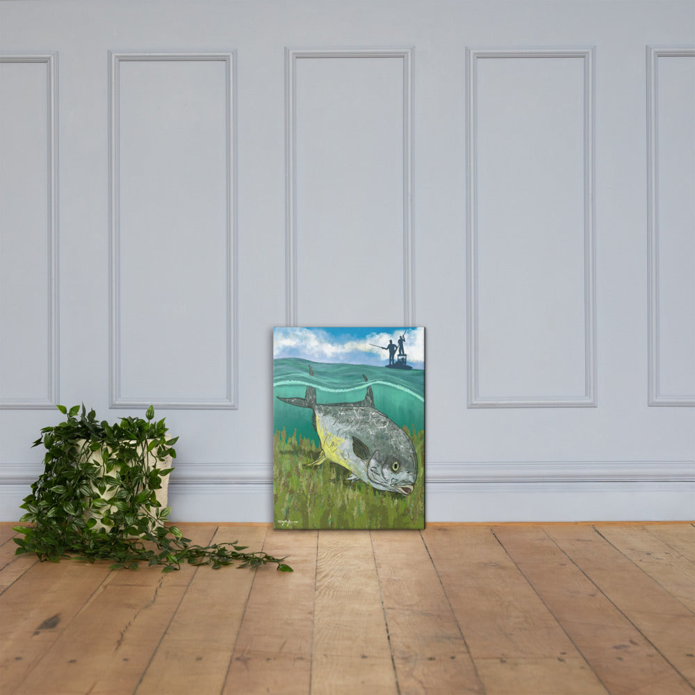 Permit Fish Flats Fishing Fine Art Canvas 18" x 24"