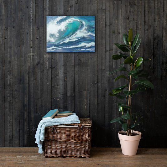 Deep Blue Wave Fine Art Canvas Print 18" x 24"