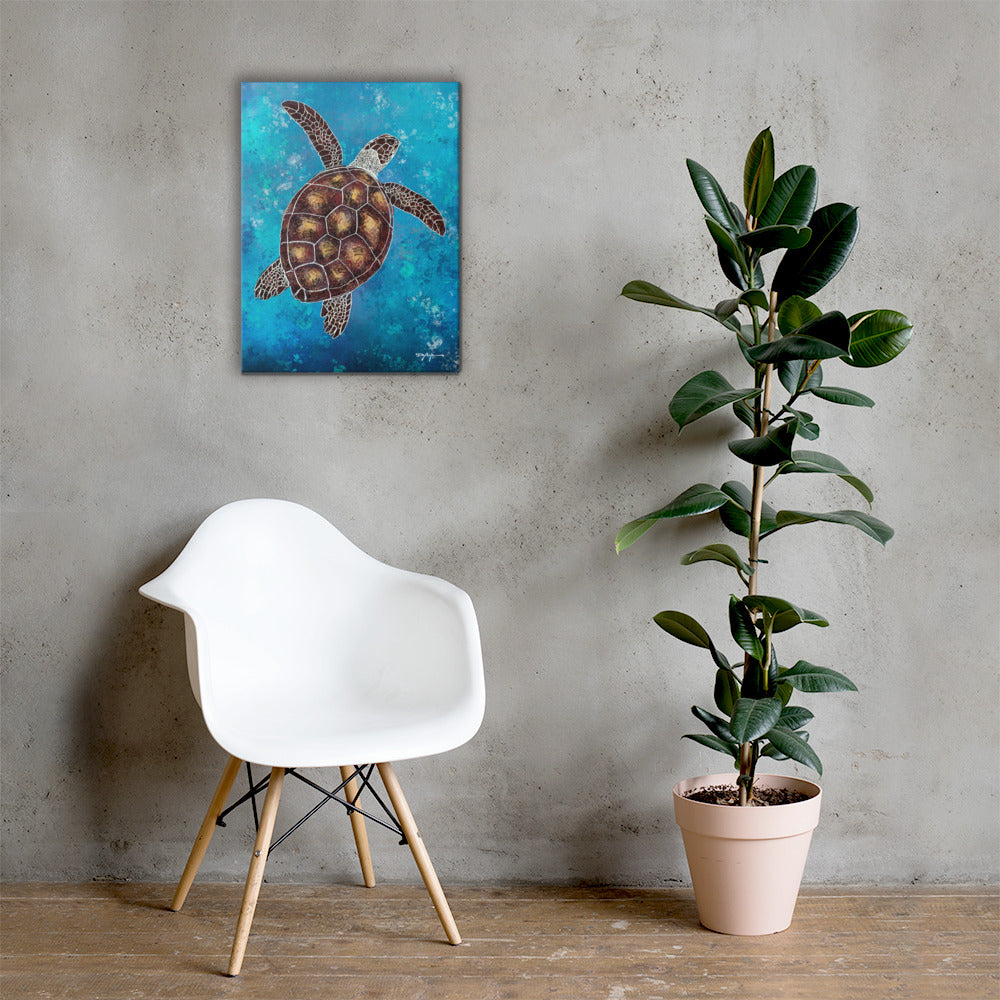 Honu Sea Turtle Fine Art Canvas 18" x 24"