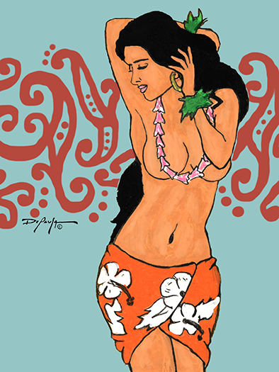 Ualoheke Akua Hula Dancer Fine Art  Canvas Print 18" x 24"