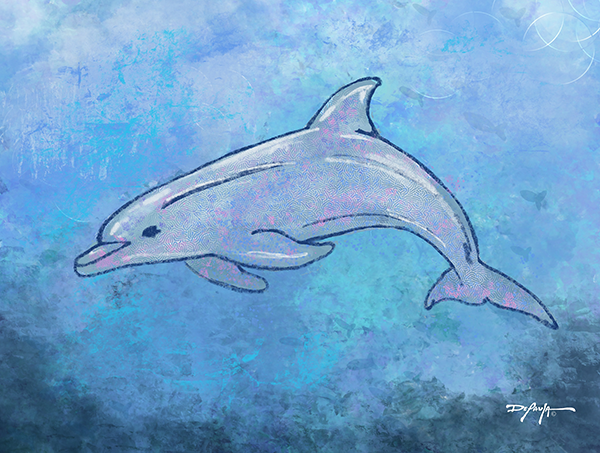 Sea Life Impression Dolphin Fine Art Canvas Print 18" x 24"