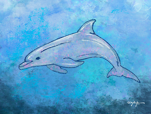 Sea Life Impression Dolphin Fine Art Canvas Print 18" x 24"