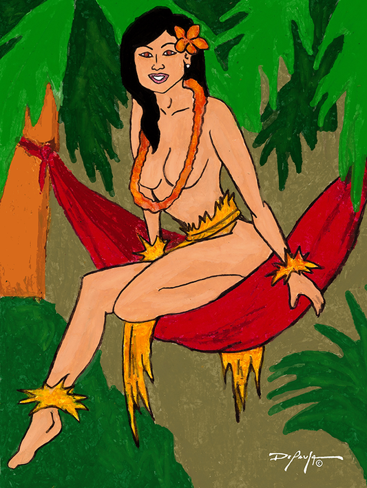 Ku U Maka Hula Girl Dancer Fine Art Canvas Print 18" x 24"