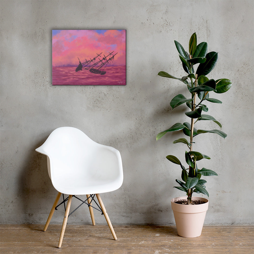 Wreck Fine Art Sunset Seascape Canvas 18" x 24"