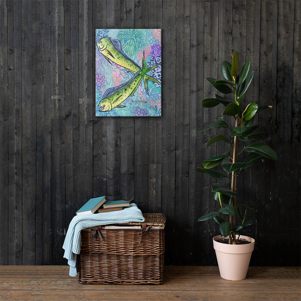 Sapphire Reef Dolphin Fish Mahi Mahi Fine Art  Canvas Print 18 x 24"