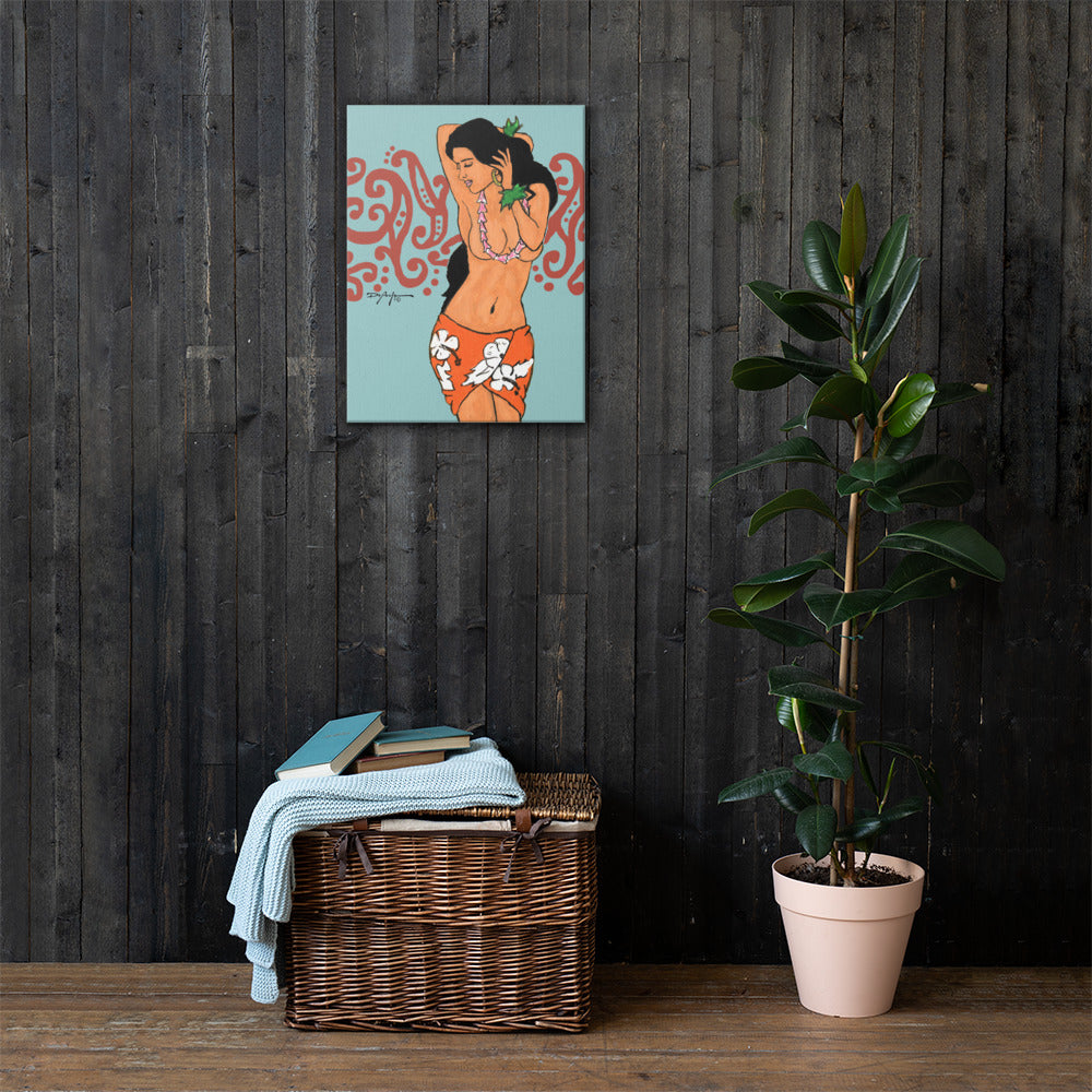 Ualoheke Akua Hula Dancer Fine Art  Canvas Print 18" x 24"