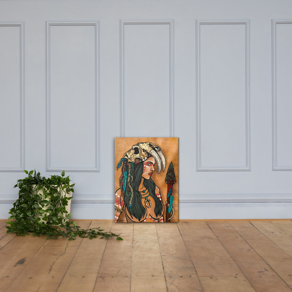 Turquoise Warrior Portrait Fine Art Canvas 18" x  24"