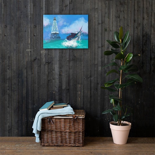 Islamorada Sailfish at Alligator Reef Lighthouse Canvas 18" x 24"