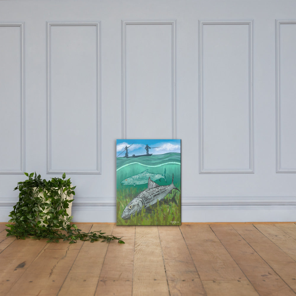 Bonefish Flats Fishing Fine Art Canvas Print 18" x 24"