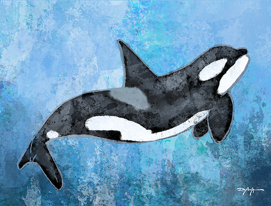 Sea Life Impression Orca Killer Whale Fine Art Canvas Print 18" x 24"
