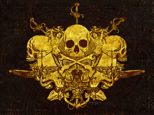 Pirate Crest Golden Age of Piracy Skull Fine Art Canvas Print 18" x 24"