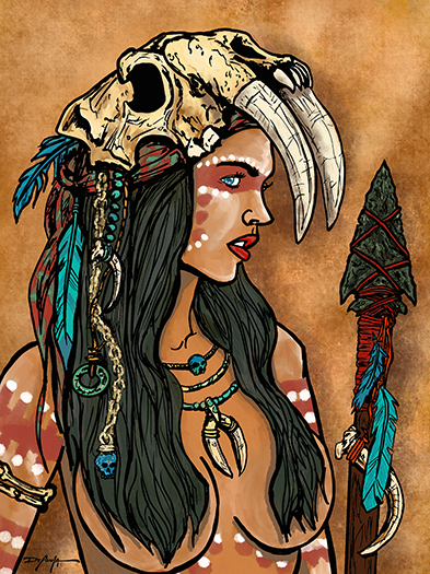 Turquoise Warrior Portrait Fine Art Canvas 18" x  24"