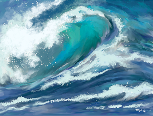 Deep Blue Wave Fine Art Canvas Print 18" x 24"