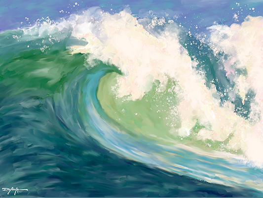 Crashing Emerald  Wave Fine Art Canvas Print 18" x 24"