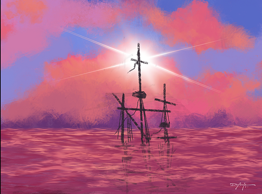 Hope Shipwreck Fine Art Sunset Landscape Canvas 18" x 24"